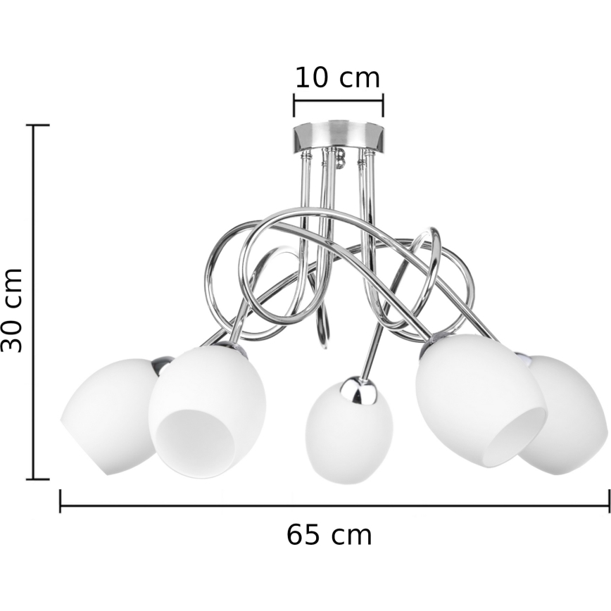 Kiinteä kattokruunu TWIST WHITE 5xE14/40W/230V