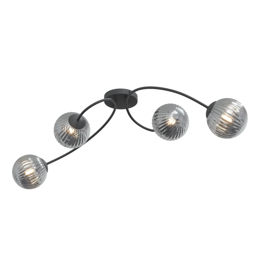 Kiinteä kattokruunu VIBRA 4xE14/10W/230V musta/harmaa