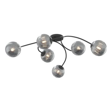 Kiinteä kattokruunu VIBRA 6xE14/10W/230V musta/harmaa