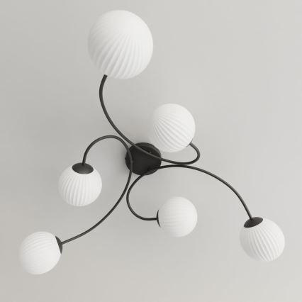 Kiinteä kattokruunu VIBRA 6xE14/10W/230V musta/valkoinen