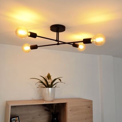 Kiinteä LED-kattokruunu CAMBRIDGE 4xE27/8W/230V musta