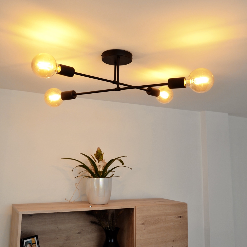 Kiinteä LED-kattokruunu CAMBRIDGE 4xE27/8W/230V musta