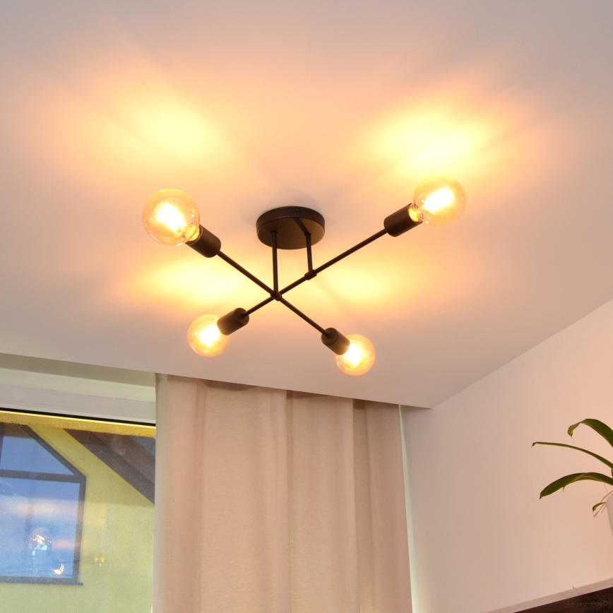 Kiinteä LED-kattokruunu CAMBRIDGE 4xE27/8W/230V musta