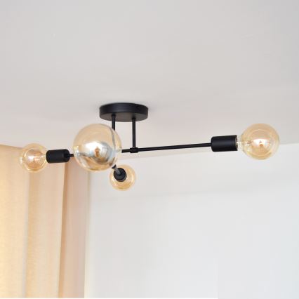 Kiinteä LED-kattokruunu CAMBRIDGE 4xE27/8W/230V musta