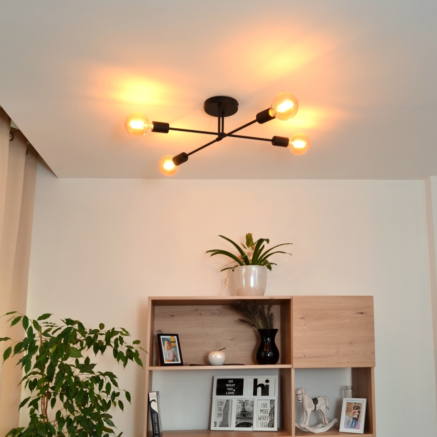 Kiinteä LED-kattokruunu CAMBRIDGE 4xE27/8W/230V musta