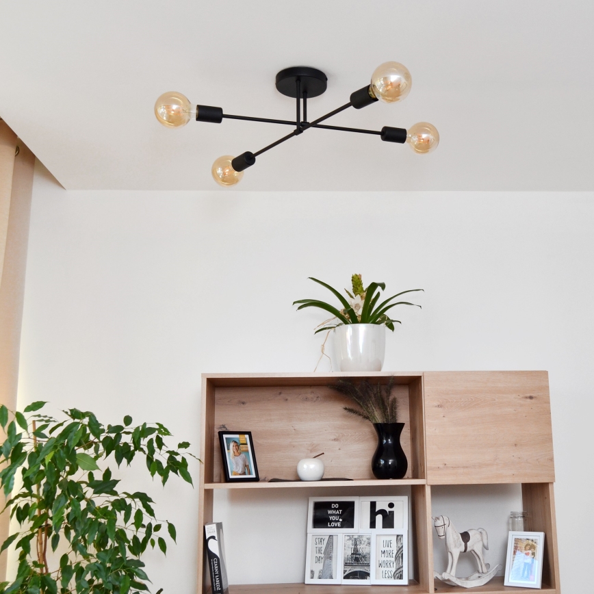 Kiinteä LED-kattokruunu CAMBRIDGE 4xE27/8W/230V musta