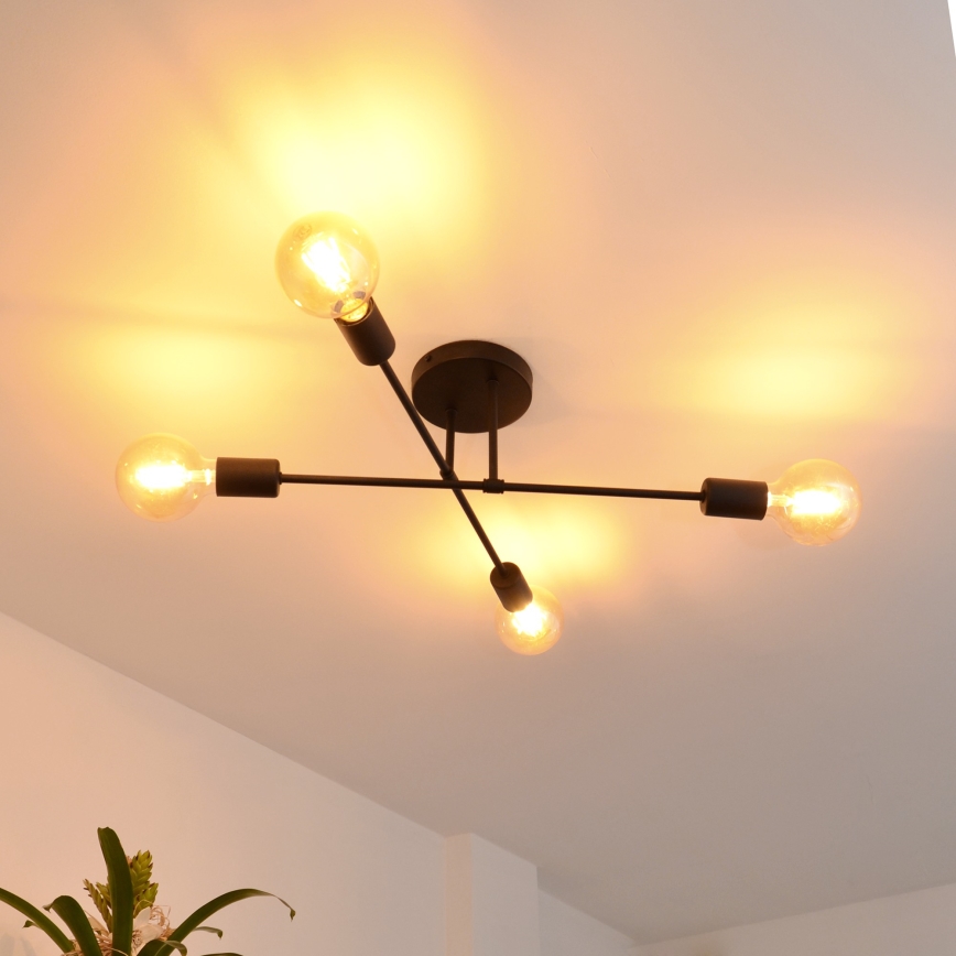 Kiinteä LED-kattokruunu CAMBRIDGE 4xE27/8W/230V musta