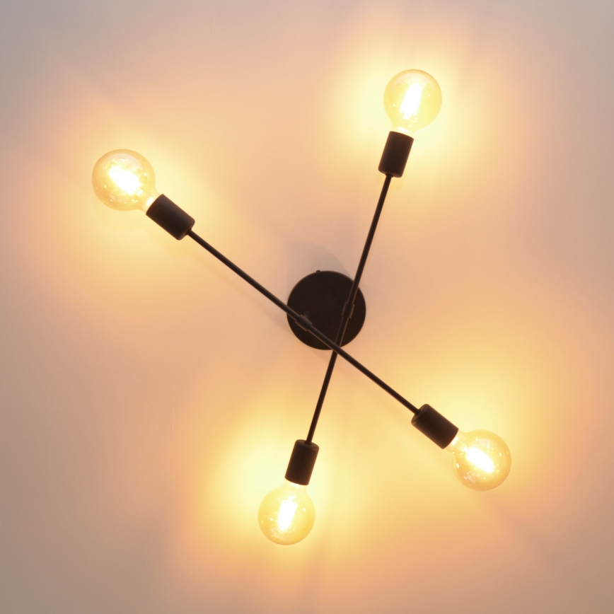 Kiinteä LED-kattokruunu CAMBRIDGE 4xE27/8W/230V musta