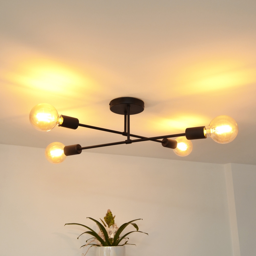 Kiinteä LED-kattokruunu CAMBRIDGE 4xE27/8W/230V musta