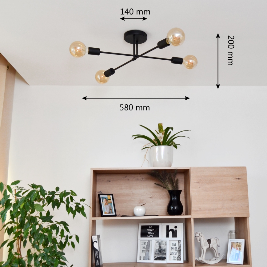 Kiinteä LED-kattokruunu CAMBRIDGE 4xE27/8W/230V musta