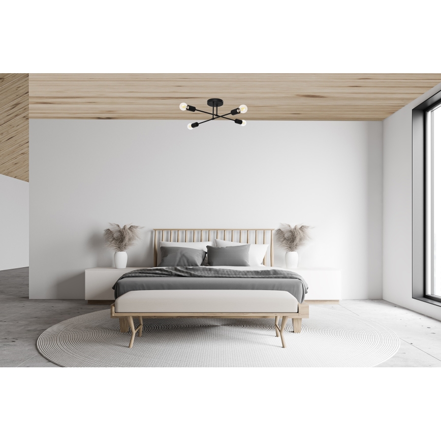 Kiinteä LED-kattokruunu CAMBRIDGE 4xE27/8W/230V musta