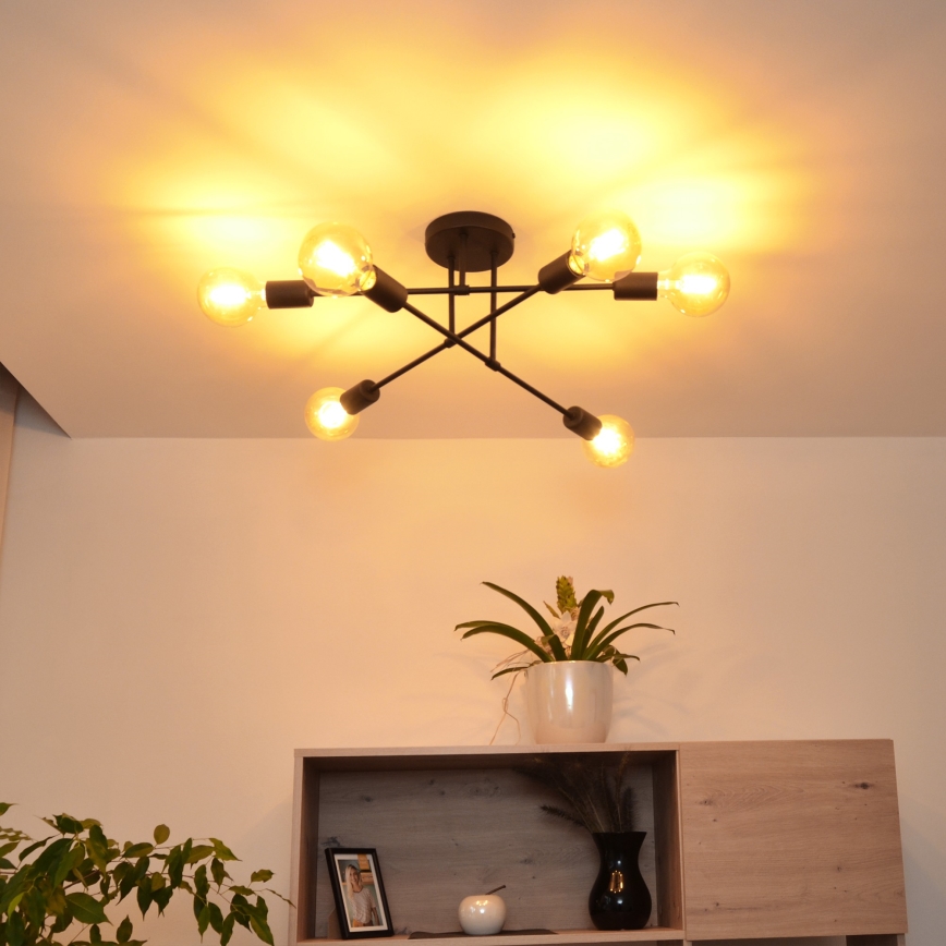 Kiinteä LED-kattokruunu CAMBRIDGE 6xE27/8W/230V musta
