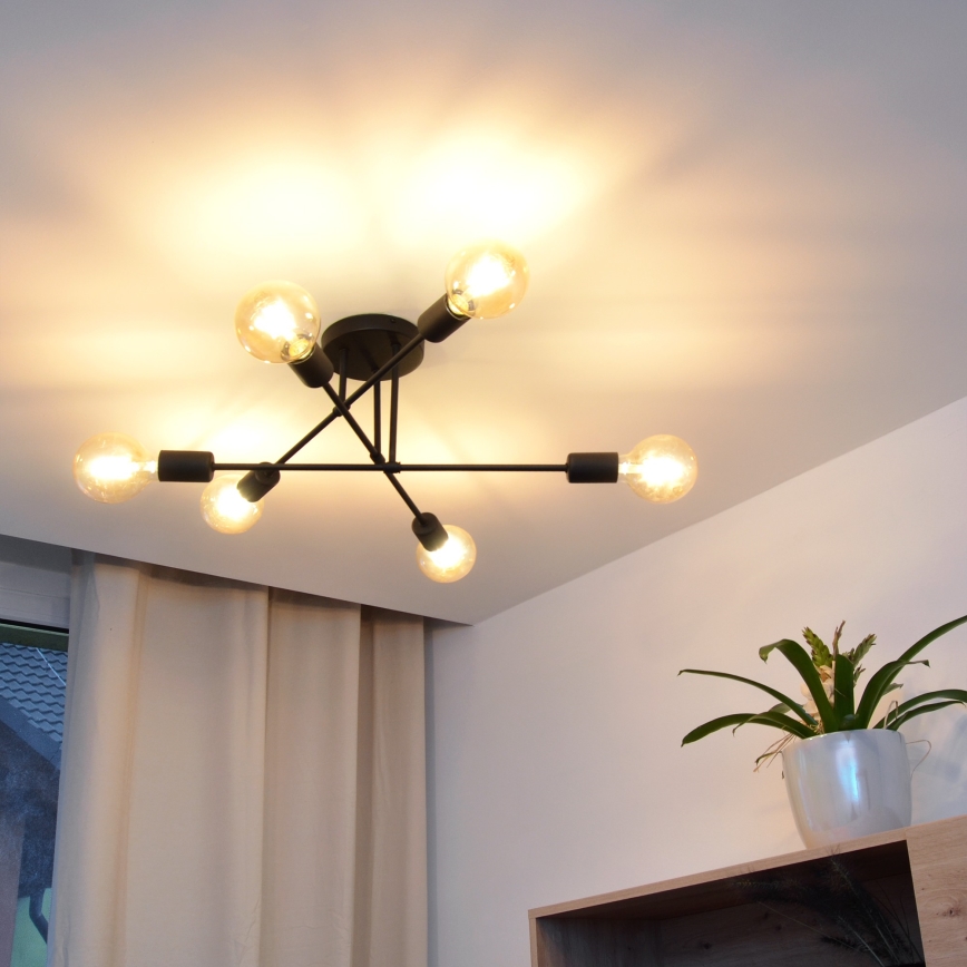 Kiinteä LED-kattokruunu CAMBRIDGE 6xE27/8W/230V musta