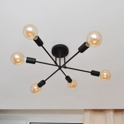 Kiinteä LED-kattokruunu CAMBRIDGE 6xE27/8W/230V musta
