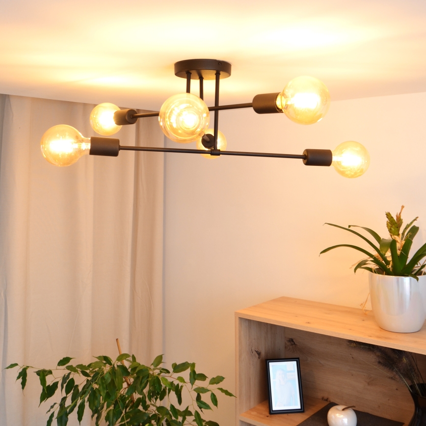 Kiinteä LED-kattokruunu CAMBRIDGE 6xE27/8W/230V musta
