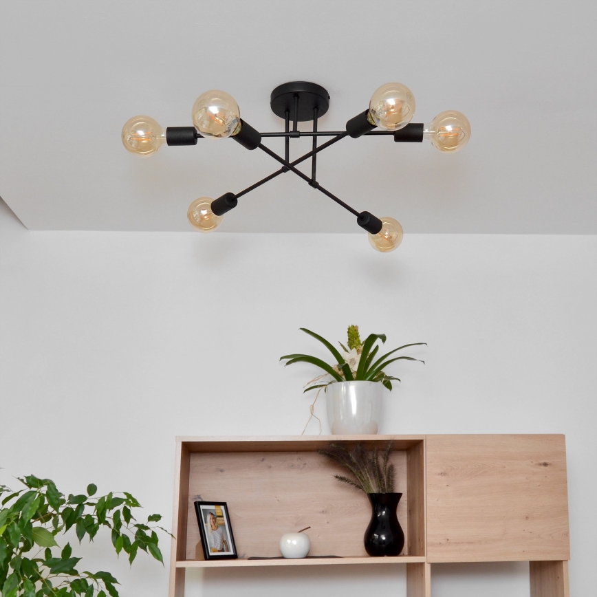 Kiinteä LED-kattokruunu CAMBRIDGE 6xE27/8W/230V musta