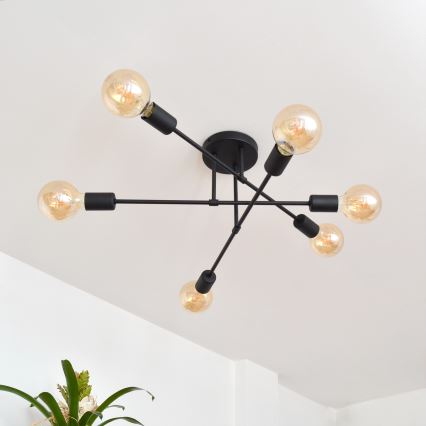 Kiinteä LED-kattokruunu CAMBRIDGE 6xE27/8W/230V musta