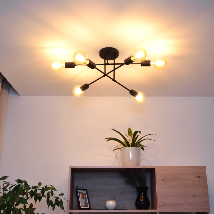 Kiinteä LED-kattokruunu CAMBRIDGE 6xE27/8W/230V musta