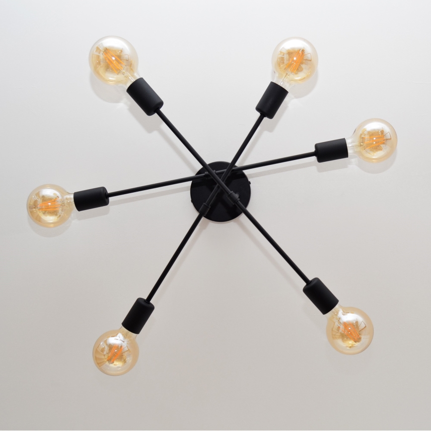 Kiinteä LED-kattokruunu CAMBRIDGE 6xE27/8W/230V musta