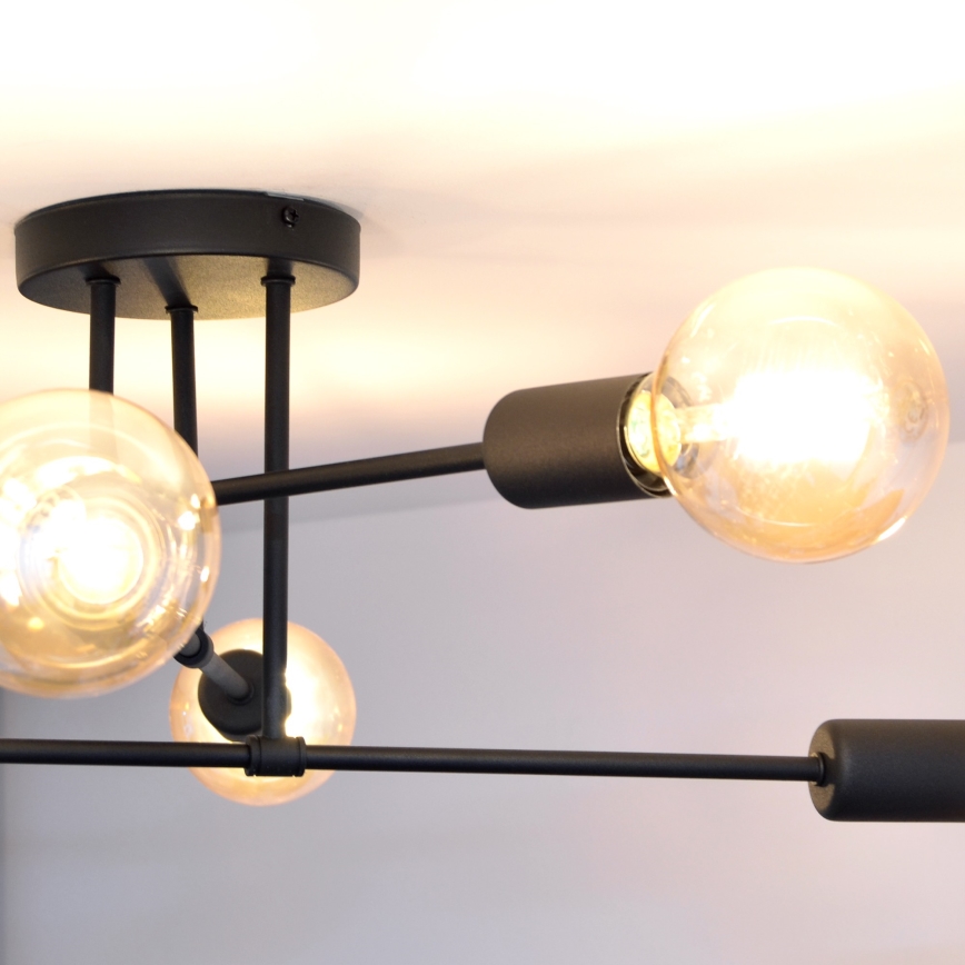 Kiinteä LED-kattokruunu CAMBRIDGE 6xE27/8W/230V musta