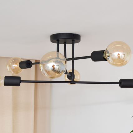 Kiinteä LED-kattokruunu CAMBRIDGE 6xE27/8W/230V musta