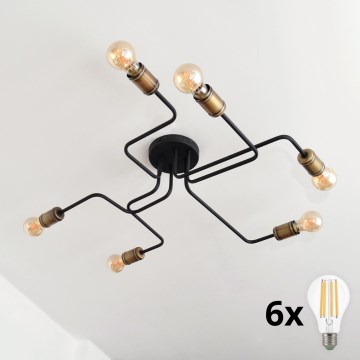 Kiinteä LED-kattokruunu TUBE 6xE27/15W/230V