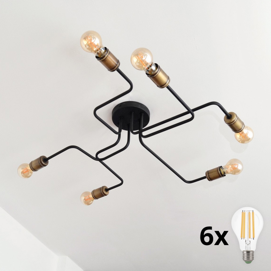 Kiinteä LED-kattokruunu TUBE 6xE27/15W/230V