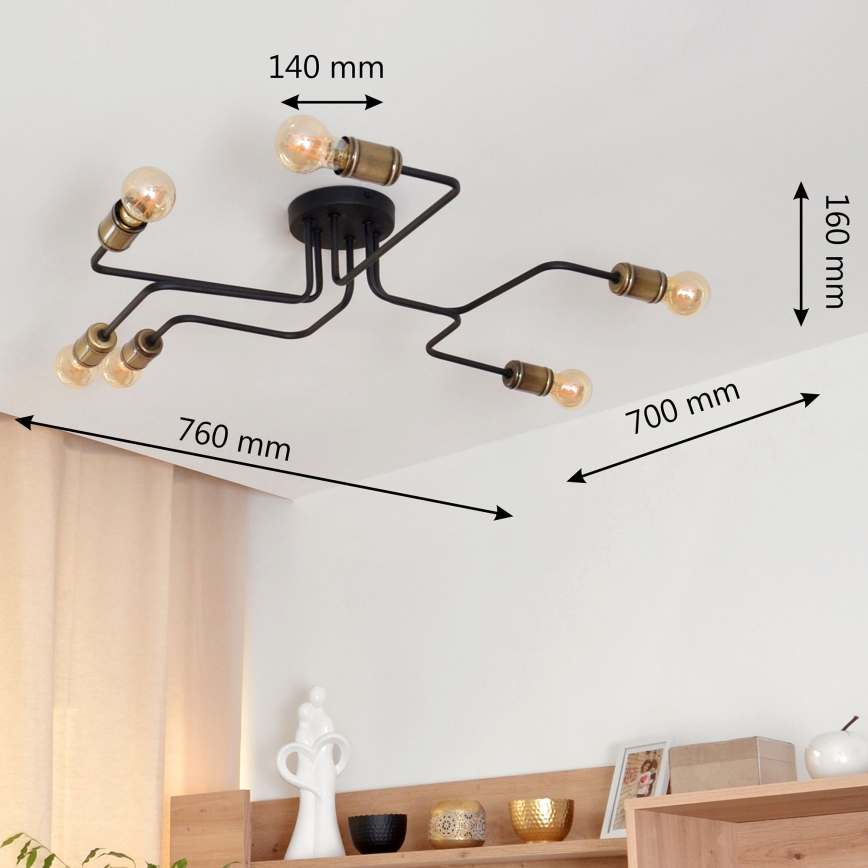 Kiinteä LED-kattokruunu TUBE 6xE27/15W/230V