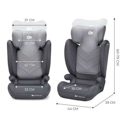 KINDERKRAFT - Autonistuin I-SPARK i-Koko (100-150 cm) harmaa