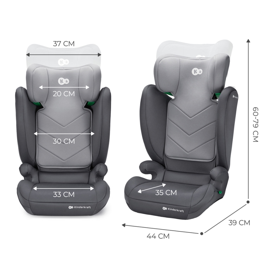 KINDERKRAFT - Autonistuin I-SPARK i-Koko (100-150 cm) harmaa