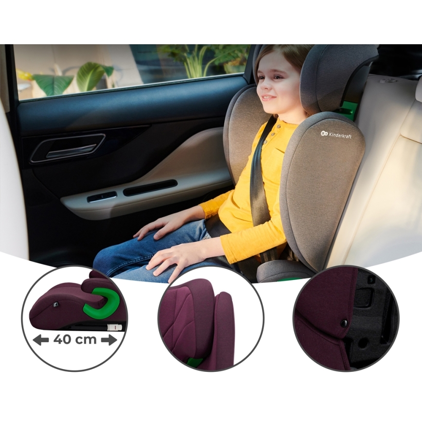 KINDERKRAFT - Autonistuin JUNIOR FIX 2 (100-150 cm) Cherry pearl