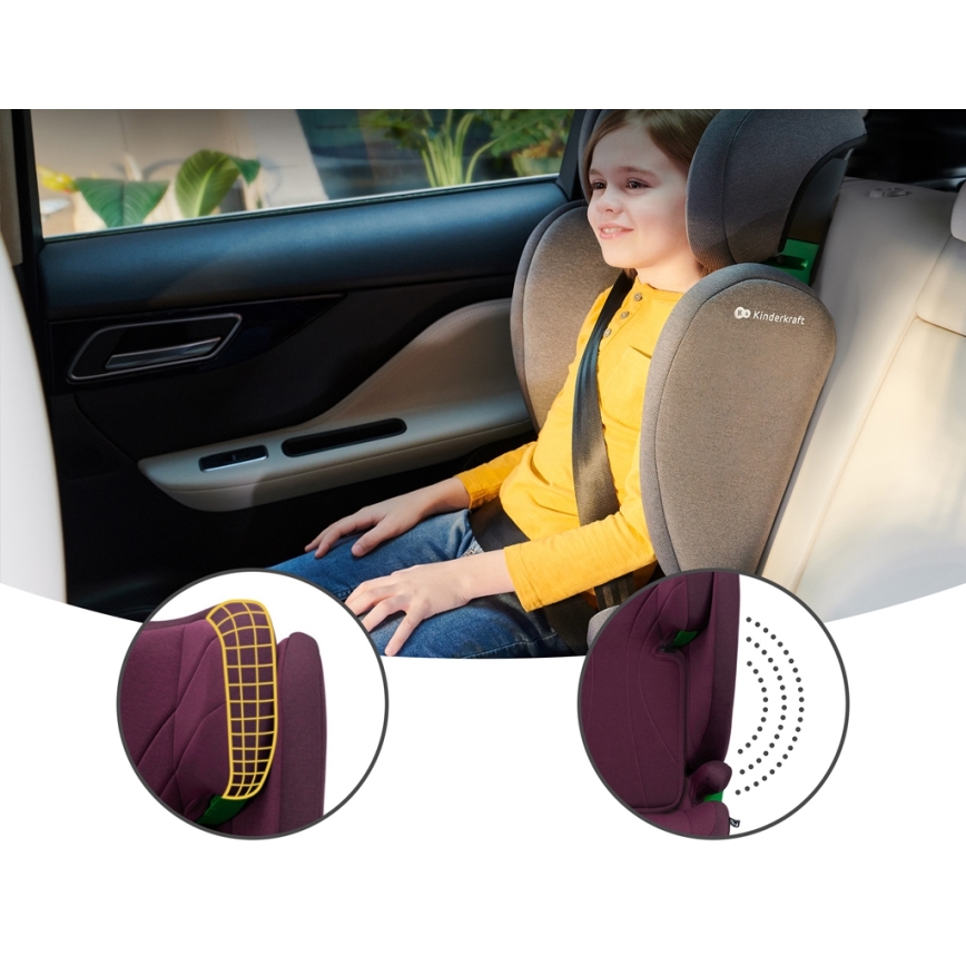 KINDERKRAFT - Autonistuin JUNIOR FIX 2 (100-150 cm) Cherry pearl