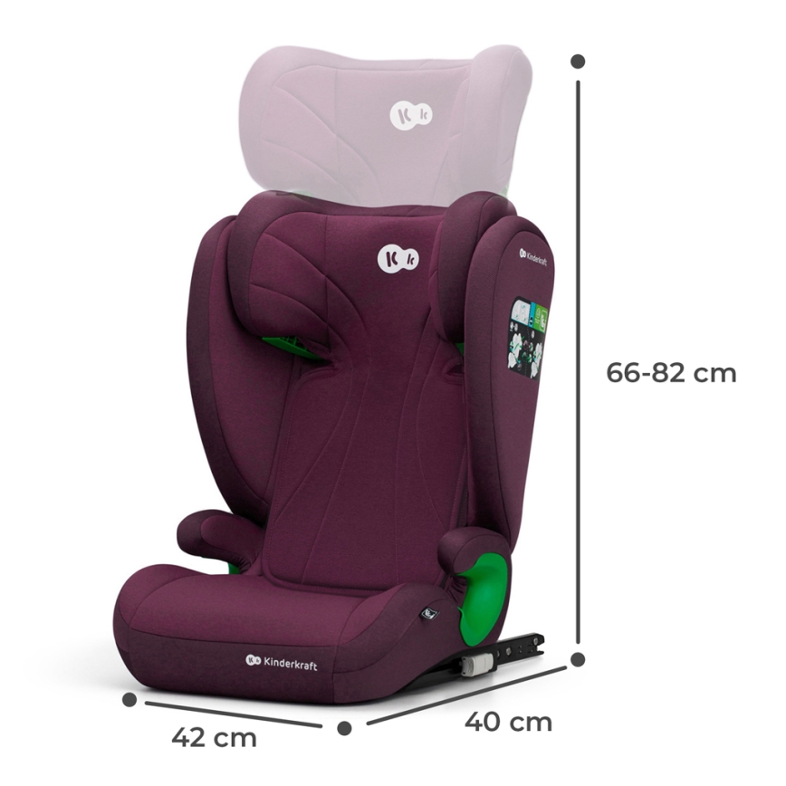 KINDERKRAFT - Autonistuin JUNIOR FIX 2 (100-150 cm) Cherry pearl