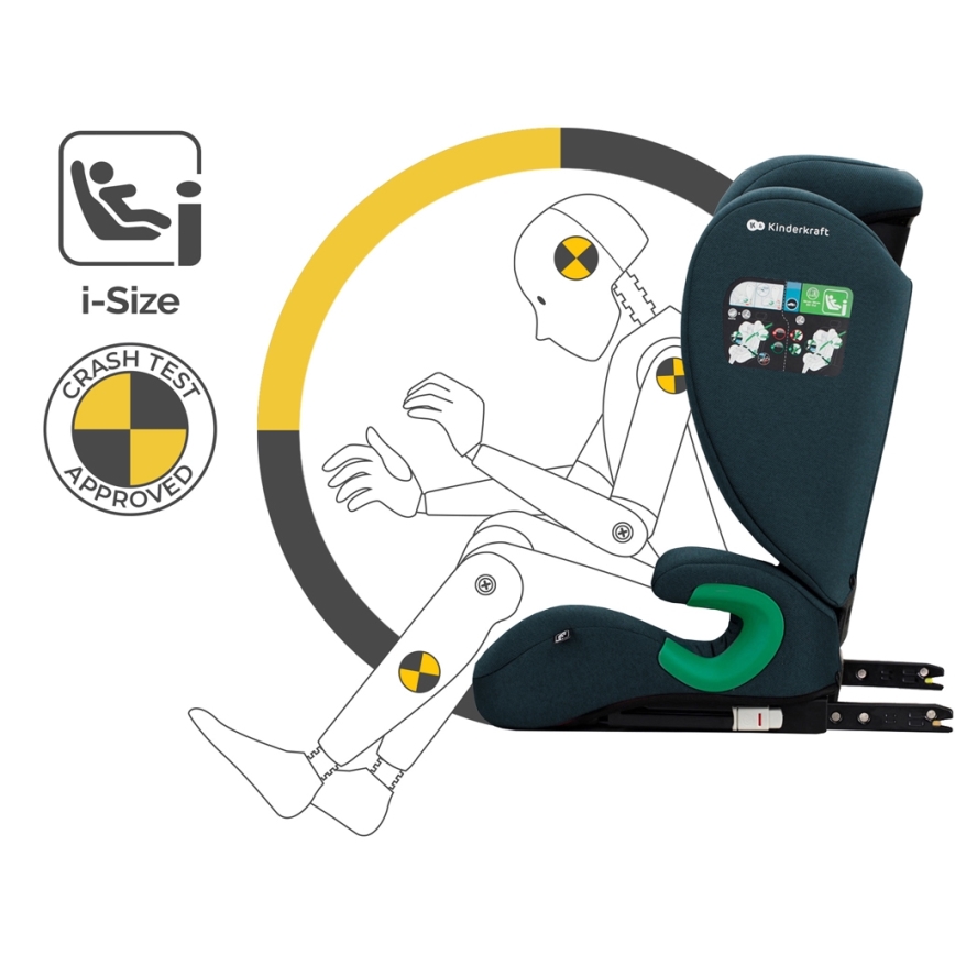 KINDERKRAFT - Autonistuin JUNIOR FIX 2 (100-150 cm) Harbor sininen