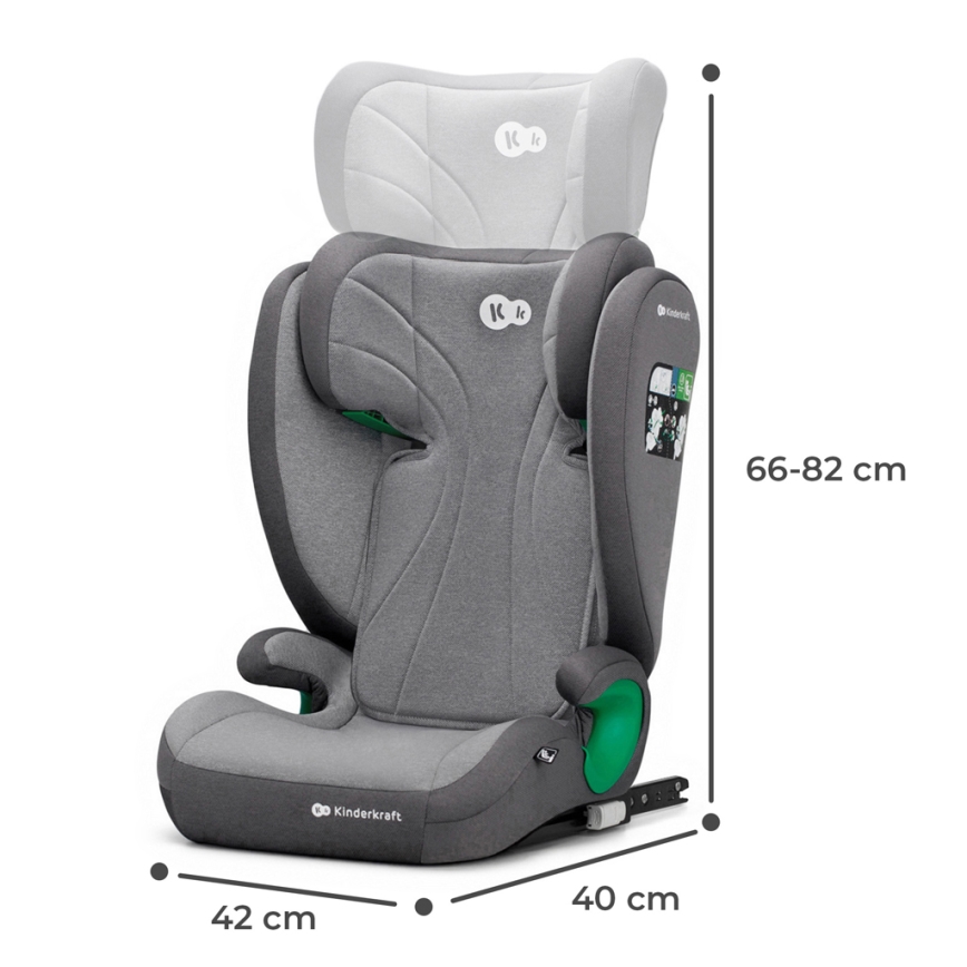 KINDERKRAFT - Autonistuin JUNIOR FIX 2 (100-150 cm) Raketti harmaa