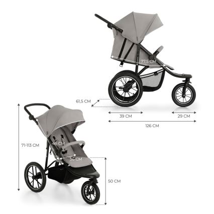 KINDERKRAFT - Urheilullinen lastenvaunu HELSI2 harmaa