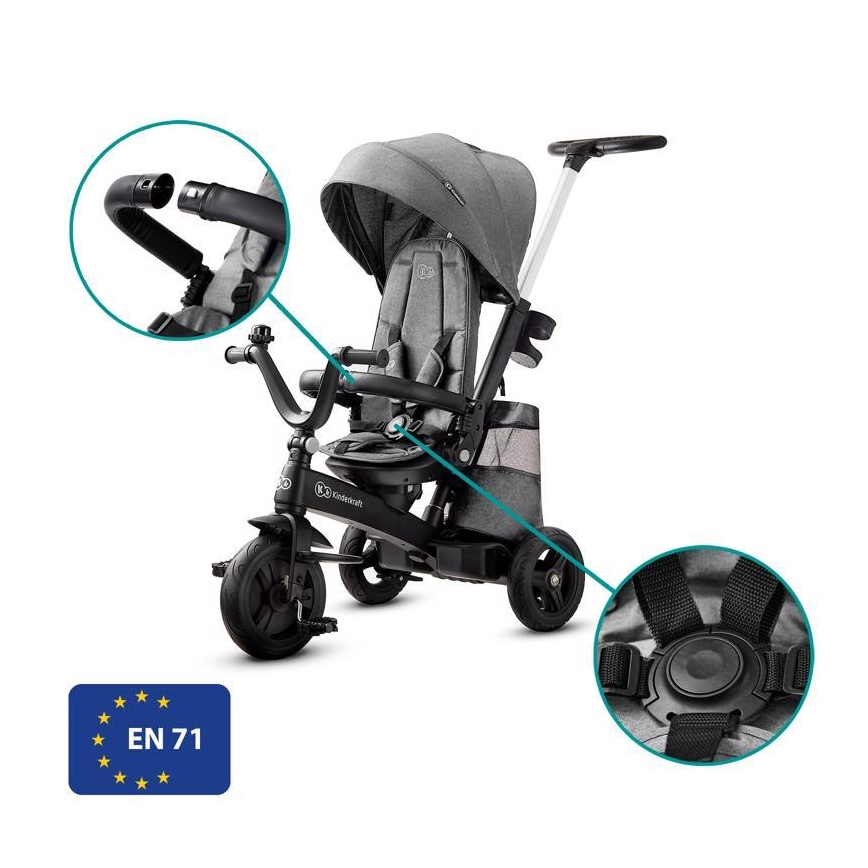 KINDERKRAFT - Lasten kolmipyörä 5v1 EASYTWIST harmaa/musta