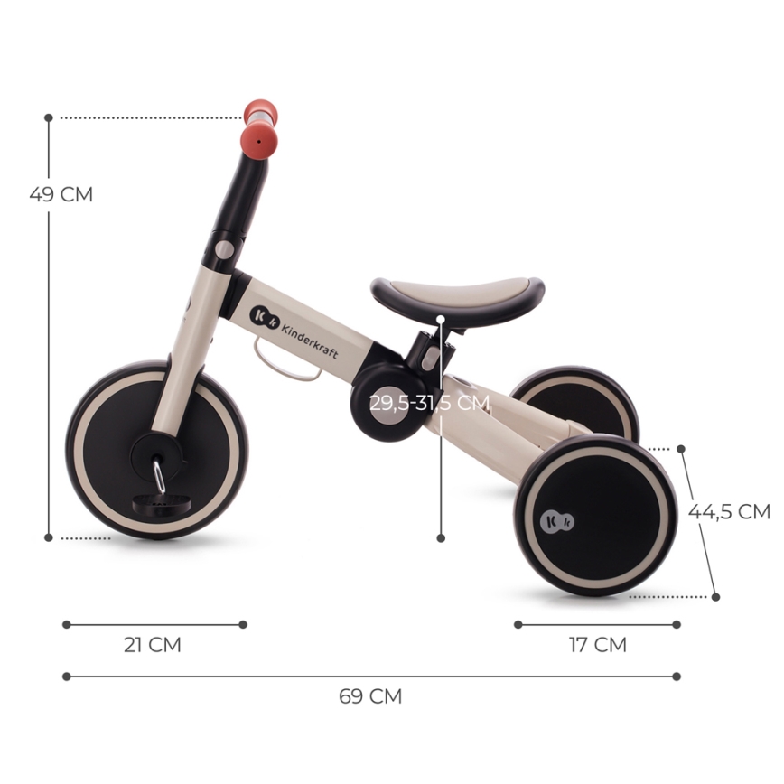 KINDERKRAFT - Lasten potkupyörä 3in1 4TRIKE harmaa