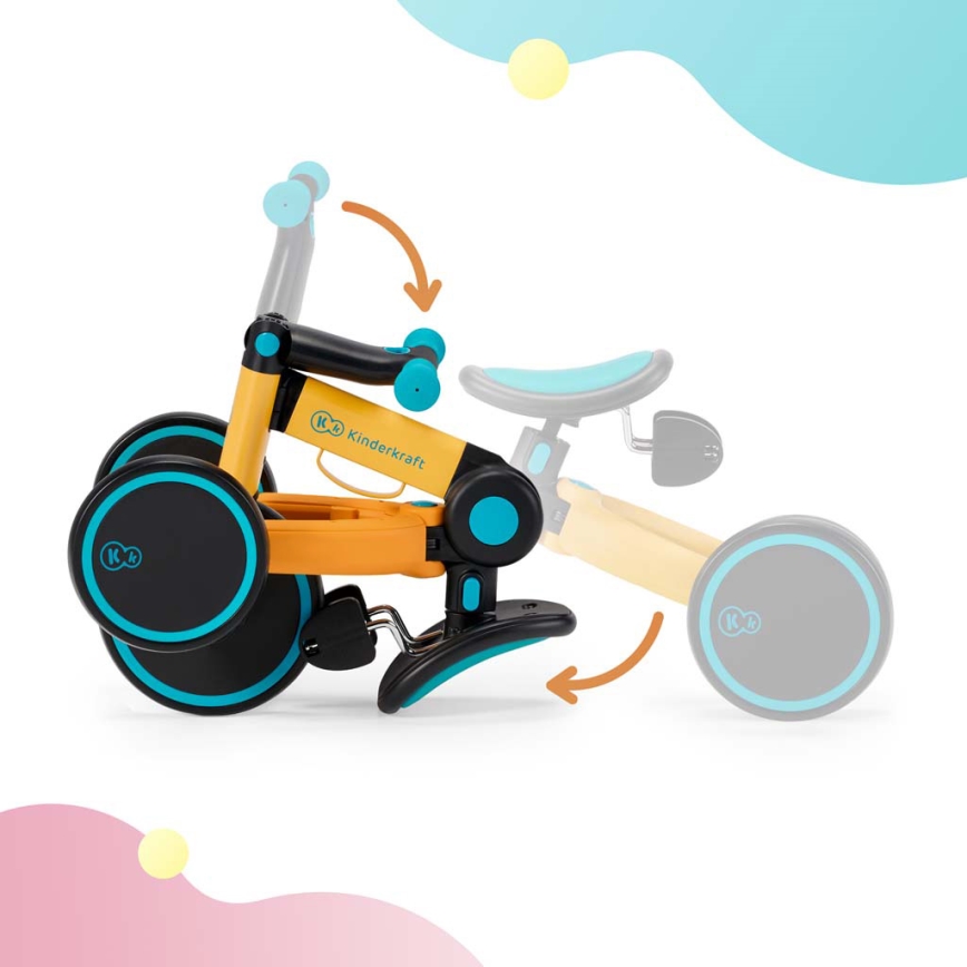 KINDERKRAFT - Lasten potkupyörä 3in1 4TRIKE keltainen/turkoosi