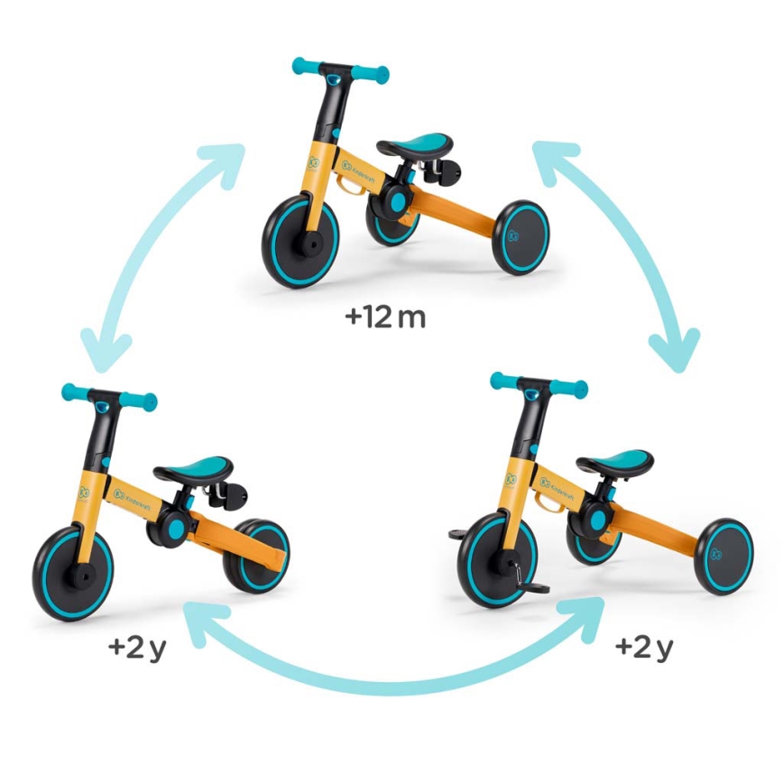 KINDERKRAFT - Lasten potkupyörä 3in1 4TRIKE keltainen/turkoosi