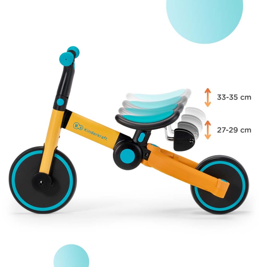 KINDERKRAFT - Lasten potkupyörä 3in1 4TRIKE keltainen/turkoosi