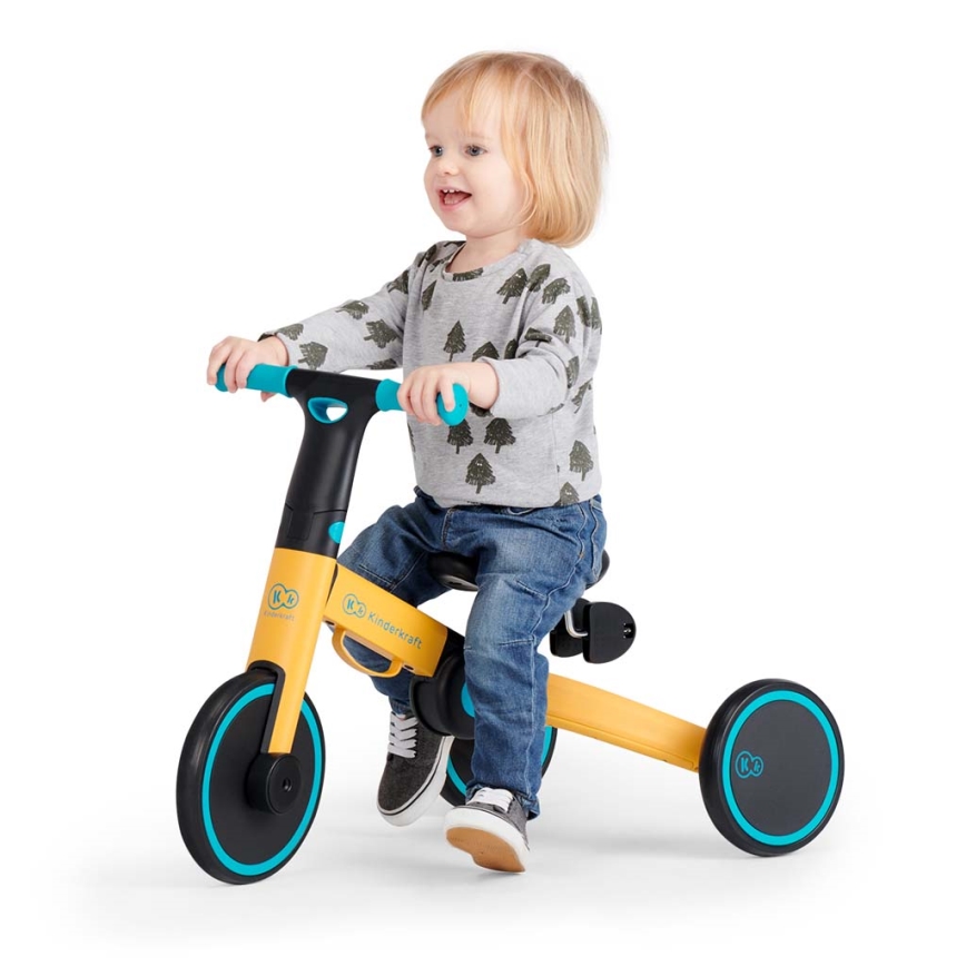 KINDERKRAFT - Lasten potkupyörä 3in1 4TRIKE keltainen/turkoosi