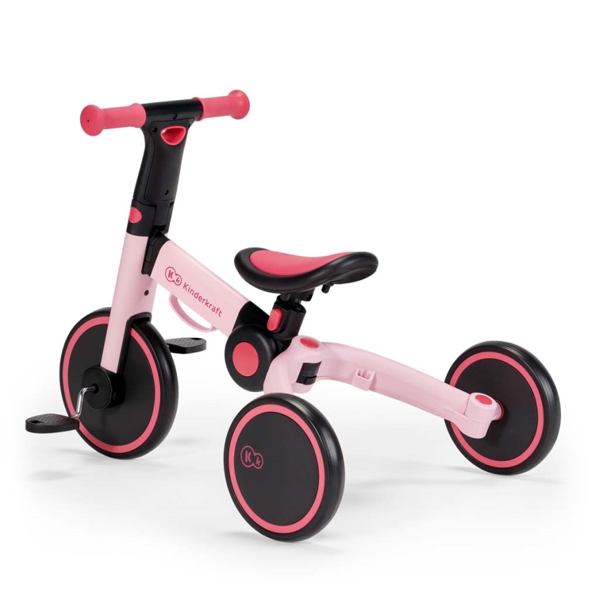 KINDERKRAFT - Lasten potkupyörä 3in1 4TRIKE vaaleanpunainen