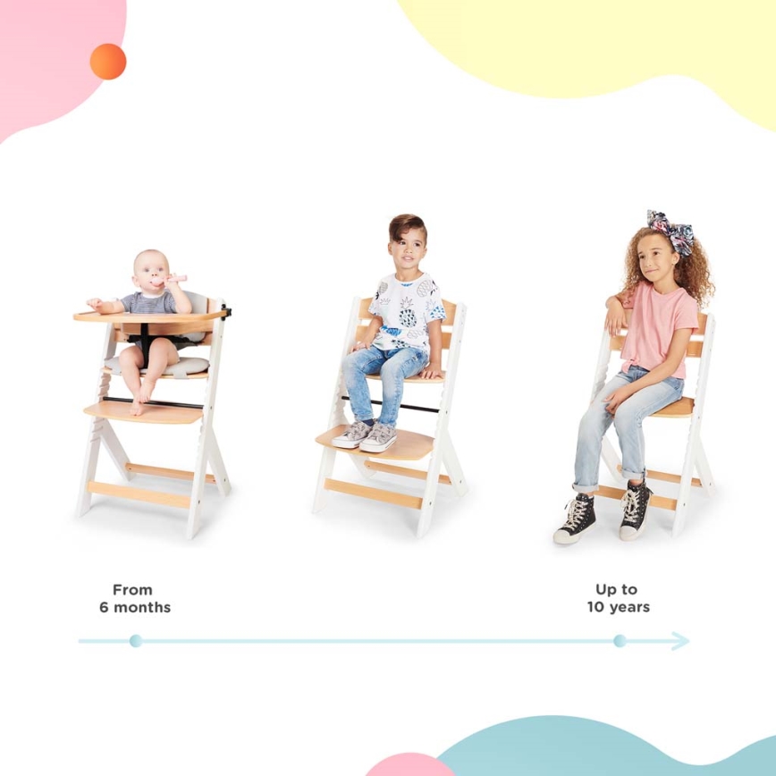 KINDERKRAFT - Lasten ruokatuoli ENOCK tyynyillä harmaa/valkoinen