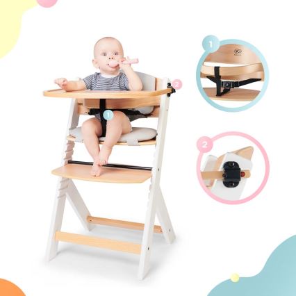 KINDERKRAFT - Lasten ruokatuoli ENOCK tyynyillä harmaa/valkoinen