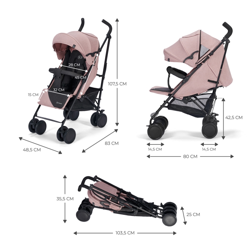 KINDERKRAFT - Lastenrattaat SIESTA Pink prinsessa