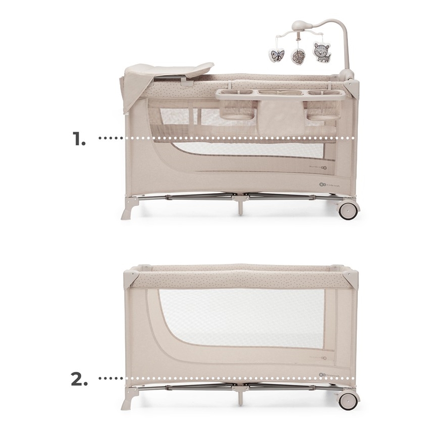 KINDERKRAFT - Matkasänky JOY 2 lisävarusteiden kanssa beige