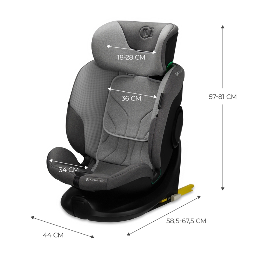 KINDERKRAFT SELECT - Autonistuin I-FIX (40-150 cm) Cool harmaa