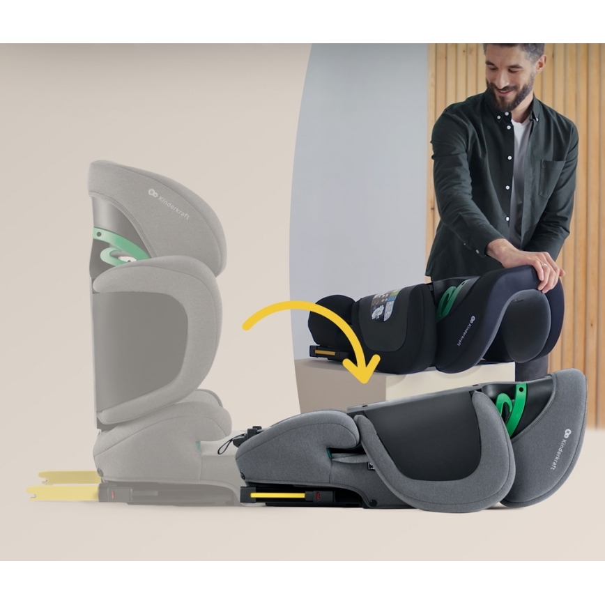 KINDERKRAFT SELECT - Autonistuin XPAND 2 i-Koko (100-150 cm) Premium Raketti harmaa