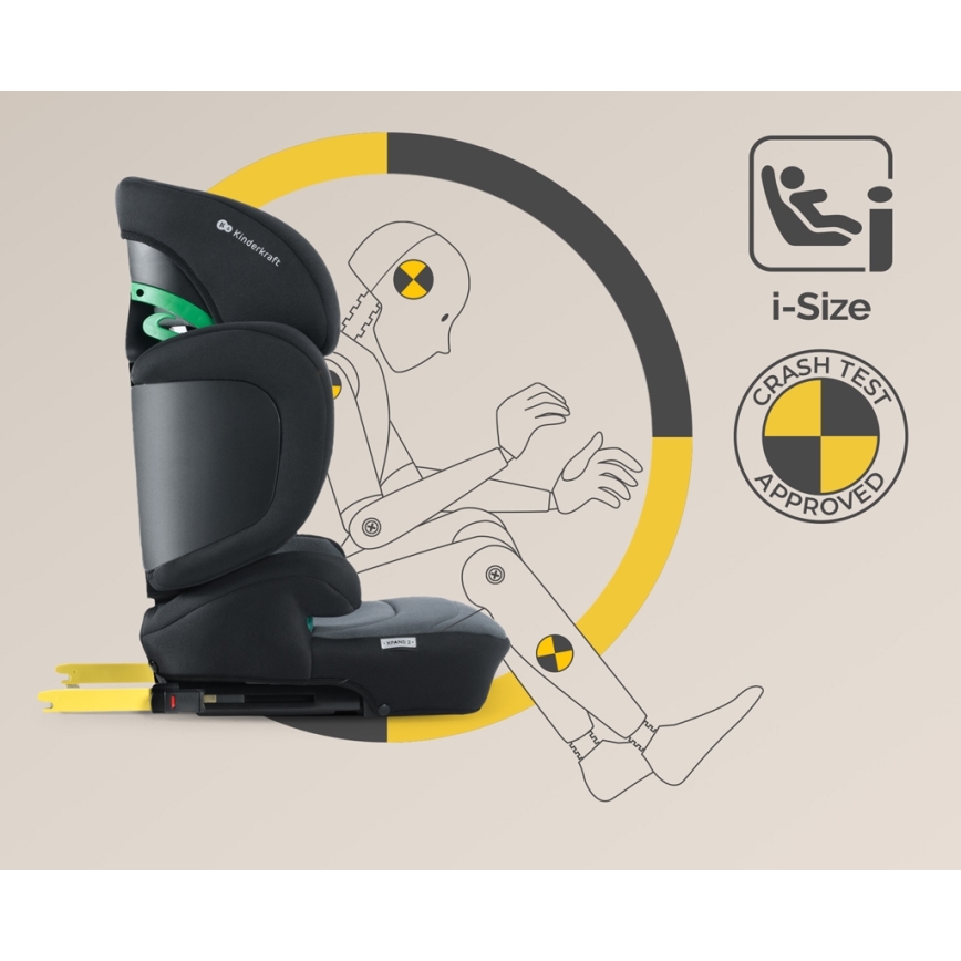 KINDERKRAFT SELECT - Autonistuin XPAND 2 i-Koko (100-150cm) Premium Graphite musta